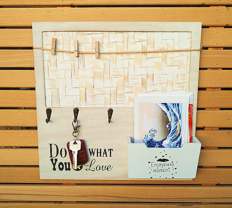 Decorative Wall Organizer with Key Hooks and Message Holder