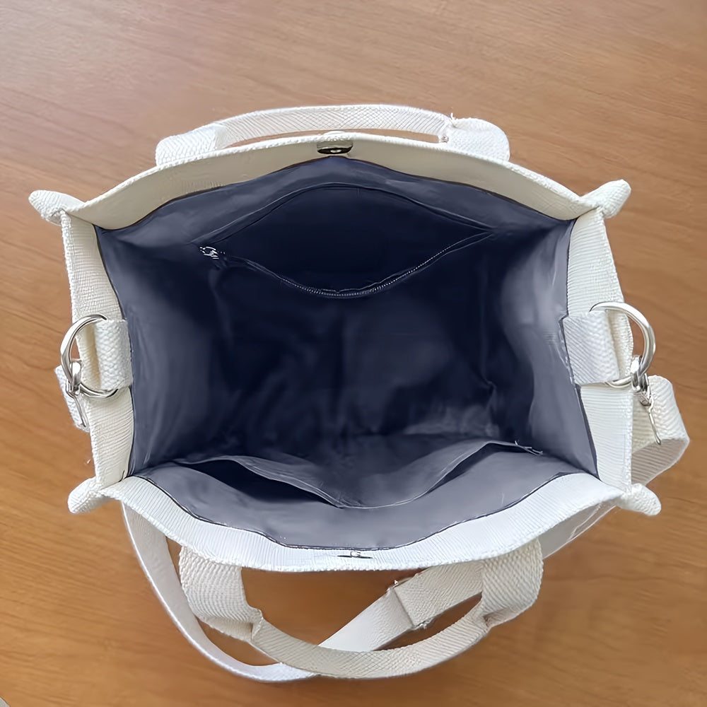 BowLift | UrbanEase Canvas Slingbag – White Shoulder Bag with Magnetic Closure and Adjustable Strap