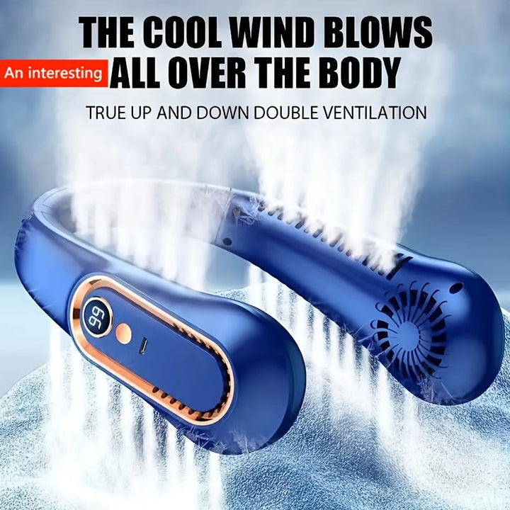 1pc Portable USB Cooler Fan With 5 Speeds And Digital Display - Super Strong Technology And Bladeless Design For Outdoor Use | Bowlift