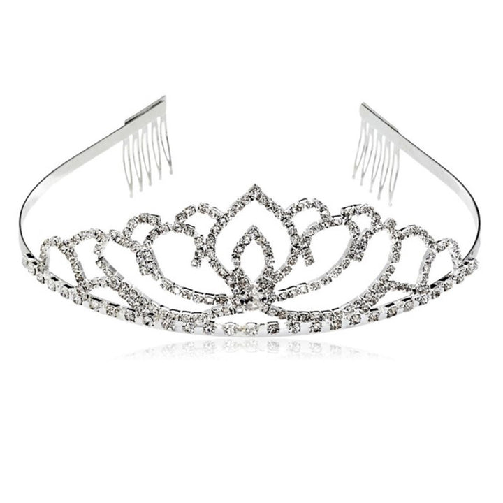 Ladies Elegant Rhinestone Tiara with Floral Design Bowlift