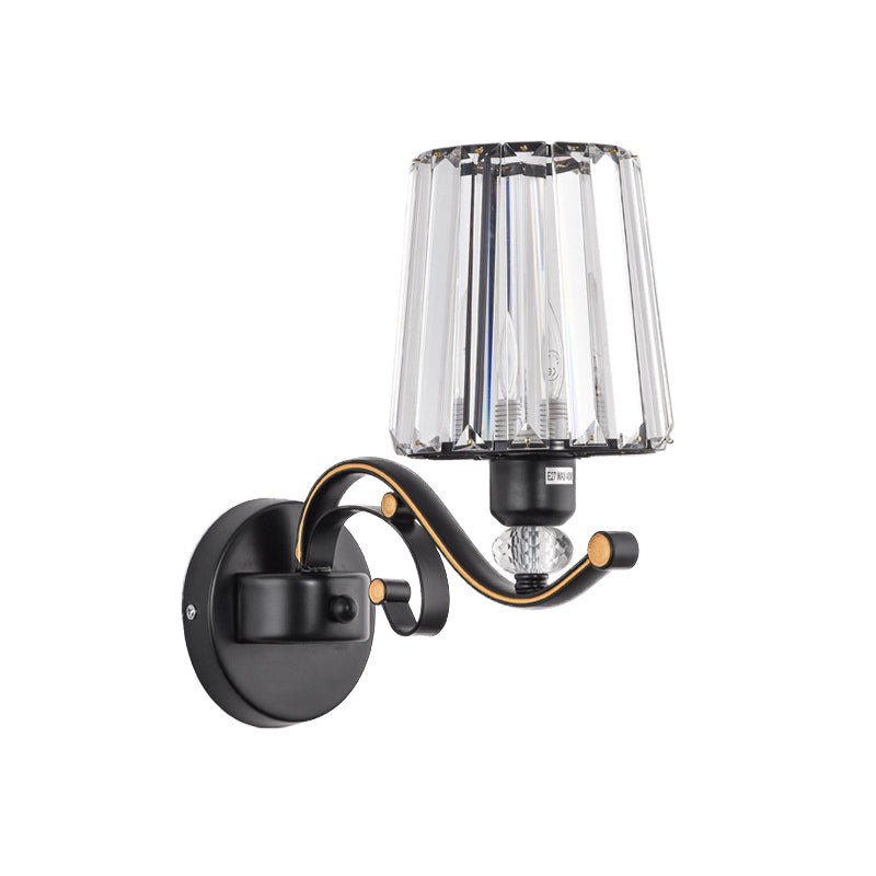 BowLift | 1/2-Pear Tapered Wall Light Modern Black Crystal Block Wall Light for the Living Room