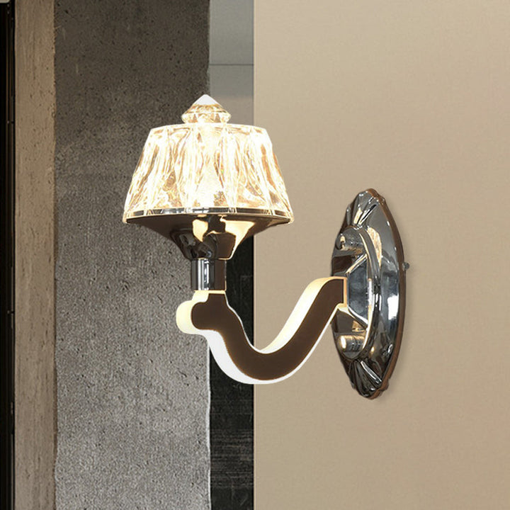 BowLift | Clear Crystal Chrome Wall Light Narrow 1/2-Bulb Modern Wall Light with Illuminated Arm