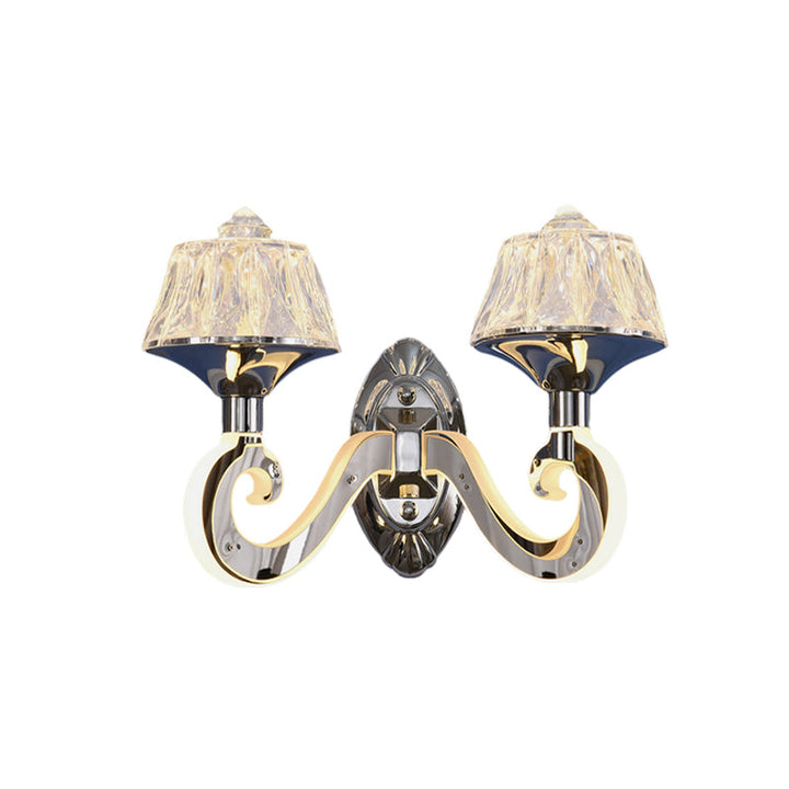 BowLift | Clear Crystal Chrome Wall Light Narrow 1/2-Bulb Modern Wall Light with Illuminated Arm