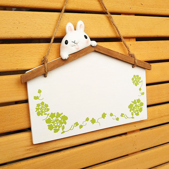 Funny Hanging Decor Sign with Rabbit and Bird Design