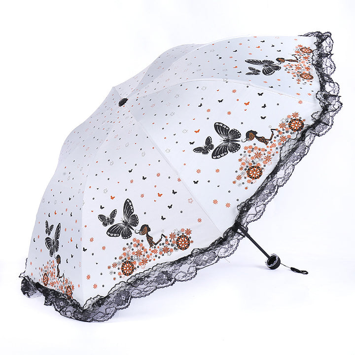 Women's sun umbrella with romantic butterfly design Bowlift