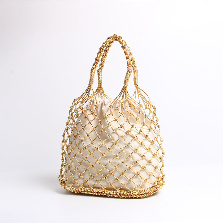 Hand-knotted mesh tote bag with luxurious lining Bowlift