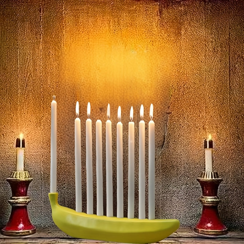 BowLift | Innovative Ceramic Banana Decorative Candlestick - Fun Candlestick for Hanukkah, Unique Banana Theme Candlestick for Enthusiasts, Parties, Home Lighting, Also Suitable for Christmas, Valentine's Day, Easter, Thanksgiving, Hanukkah Festival Gifts