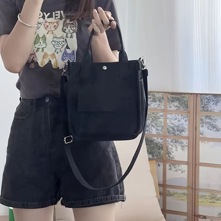 BowLift | UrbanEase Canvas Slingbag – White Shoulder Bag with Magnetic Closure and Adjustable Strap