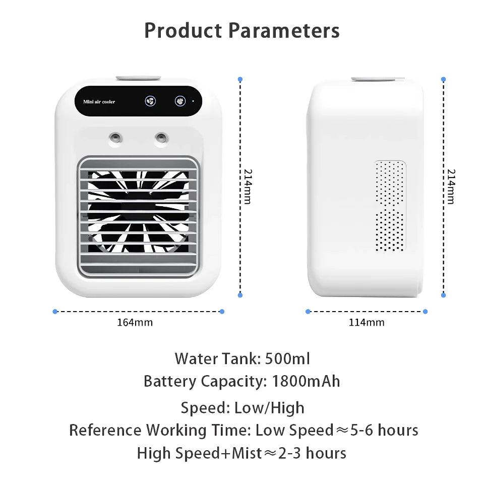 Portable Mini USB Air Cooling Fan with Rechargeable Humidifier | Bowlift