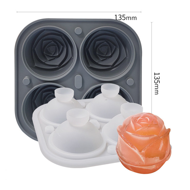 4-Compartment Large Rose Ice Cube Mold | Bowlift