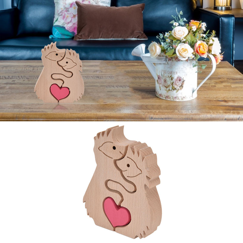 BowLift | Cute Animal Family Ornament, Wooden Puzzle Figurine - 🎁Love Gift