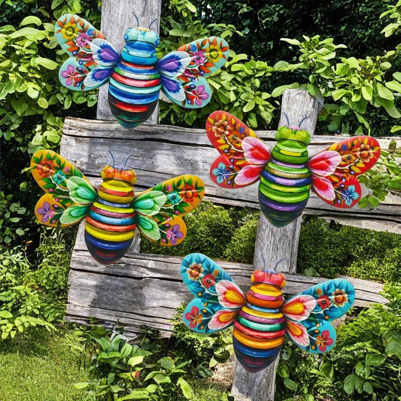 BowLift | Iron Bee Art Sculpture Hanging Wall Decorations for Garden