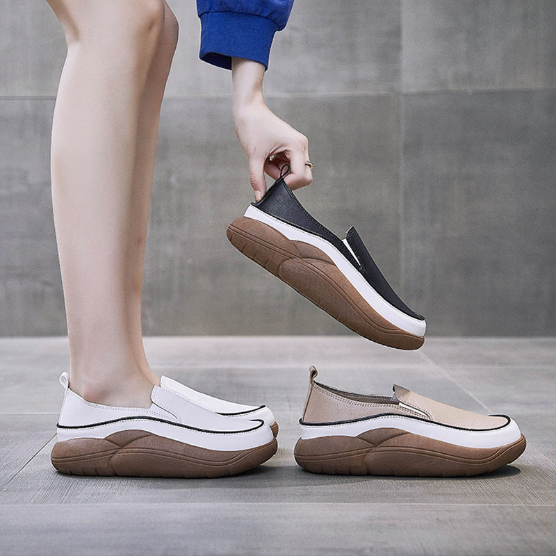 BowLift | Thick Sole Low Cut Leather Shoes