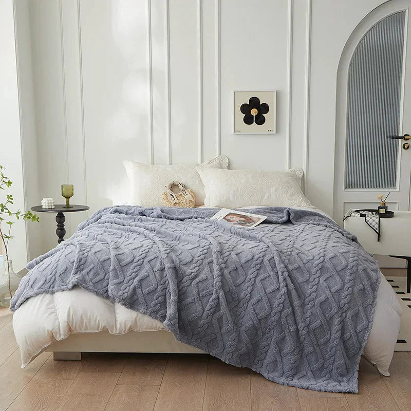 BowLift | Reversible Thick Lambswool Blanket - CozyLuxe