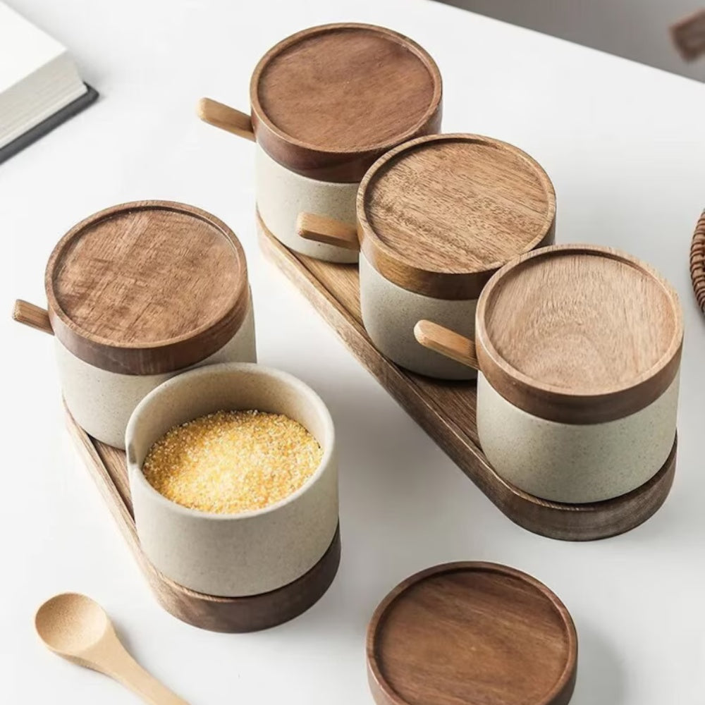 BowLift | Rustic Ceramic Seasoning Jar Set