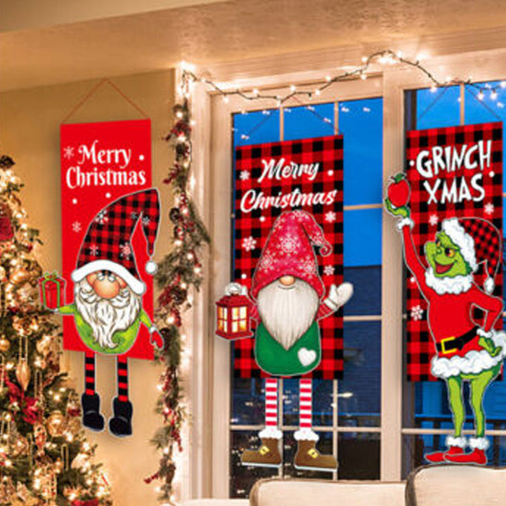 BowLift | Christmas Decoration Hanging Grinch Faceless Doll Door Hanging Flag Garden Flag