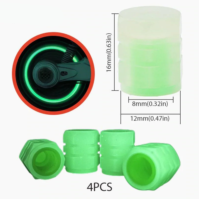 BowLift | Universal fluorescent valve caps for tires, 4 pieces