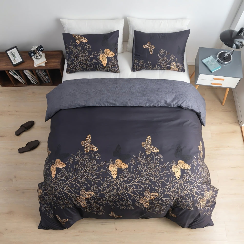 BowLift | Valora Midnight Butterfly Duvet Cover | 3pcs Set