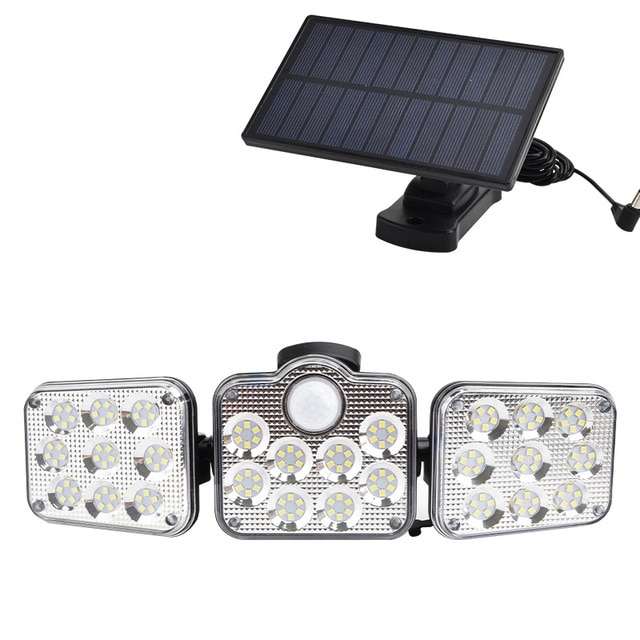 BowLift | Solar LED floodlight with motion sensor – 3-beam outdoor lighting for garden, yard, and garage