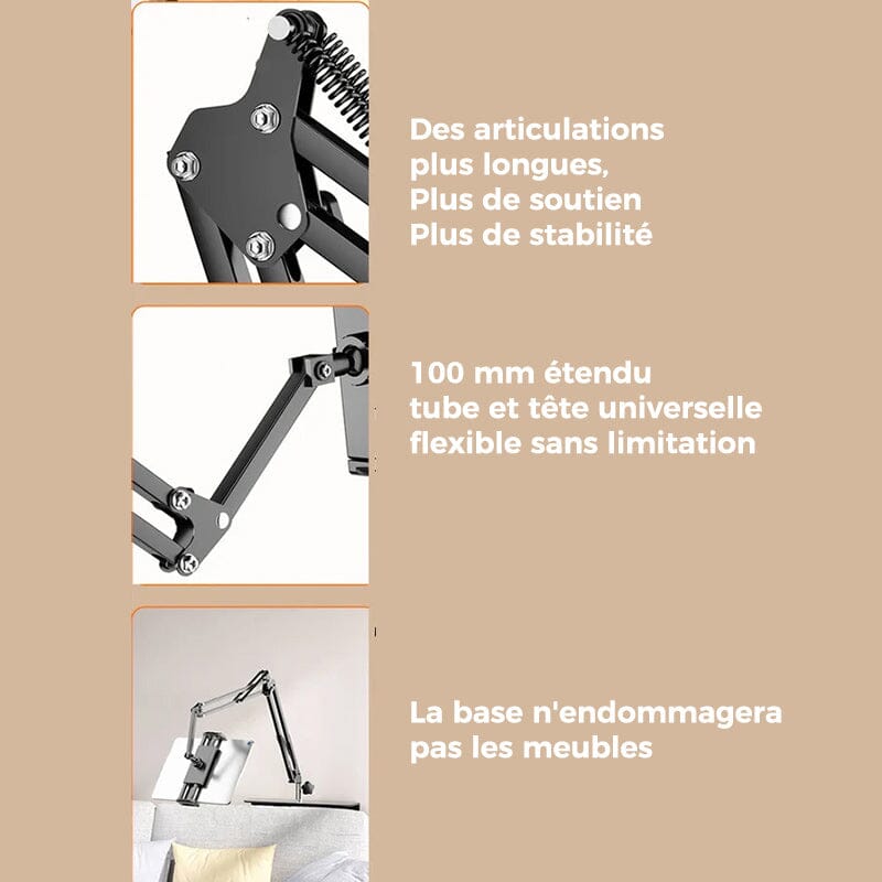 Hidden, extendable table tablet and phone holder | Bowlift