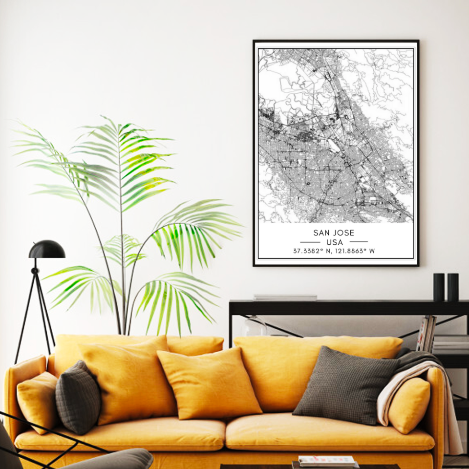 San Jose City Map - Canvas Wall Art Painting | Bowlift