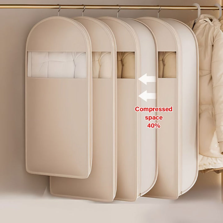 BowLift | Space saving hanging garment bag with self-compressing zipper