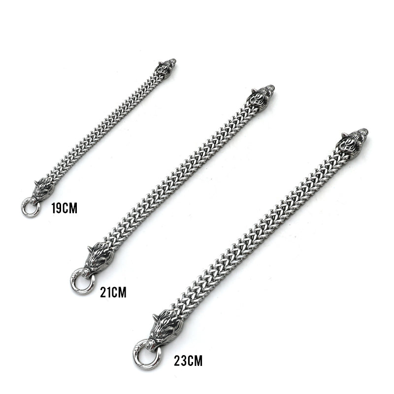 BowLift | Viking Stainless Steel Double Wolf Head Fenrir Bracelet