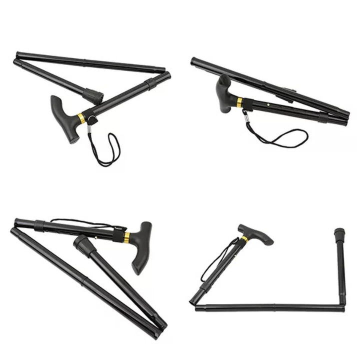 StrideAid Folding Telescopic Walking Stick | Adjustable Cane - Ergonomic Handle - Non-Slip Tip for Mobility Support Bowlift