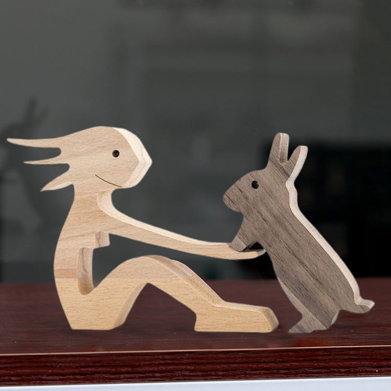 Gift For Pet Lovers - Wood Sculpture Table Ornaments - The Love Between You And Your Fur-Friend | Bowlift