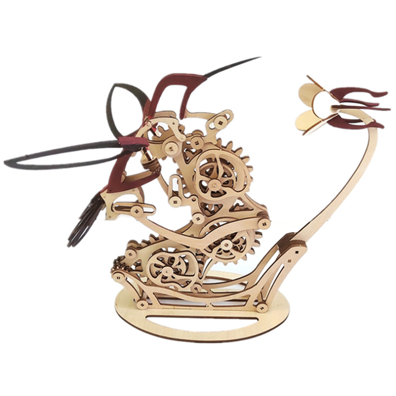 Wood artificial hummingbird sculpture Bowlift