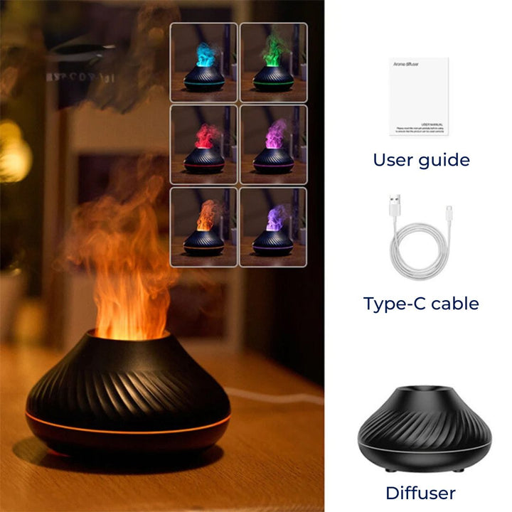 FlameGlow Air Humidifier Aromatherapy Diffuser | Adds Moisture - Relieves Dry Air - Helps to Relax - Quiet Diffuser for Home or Office Bowlift
