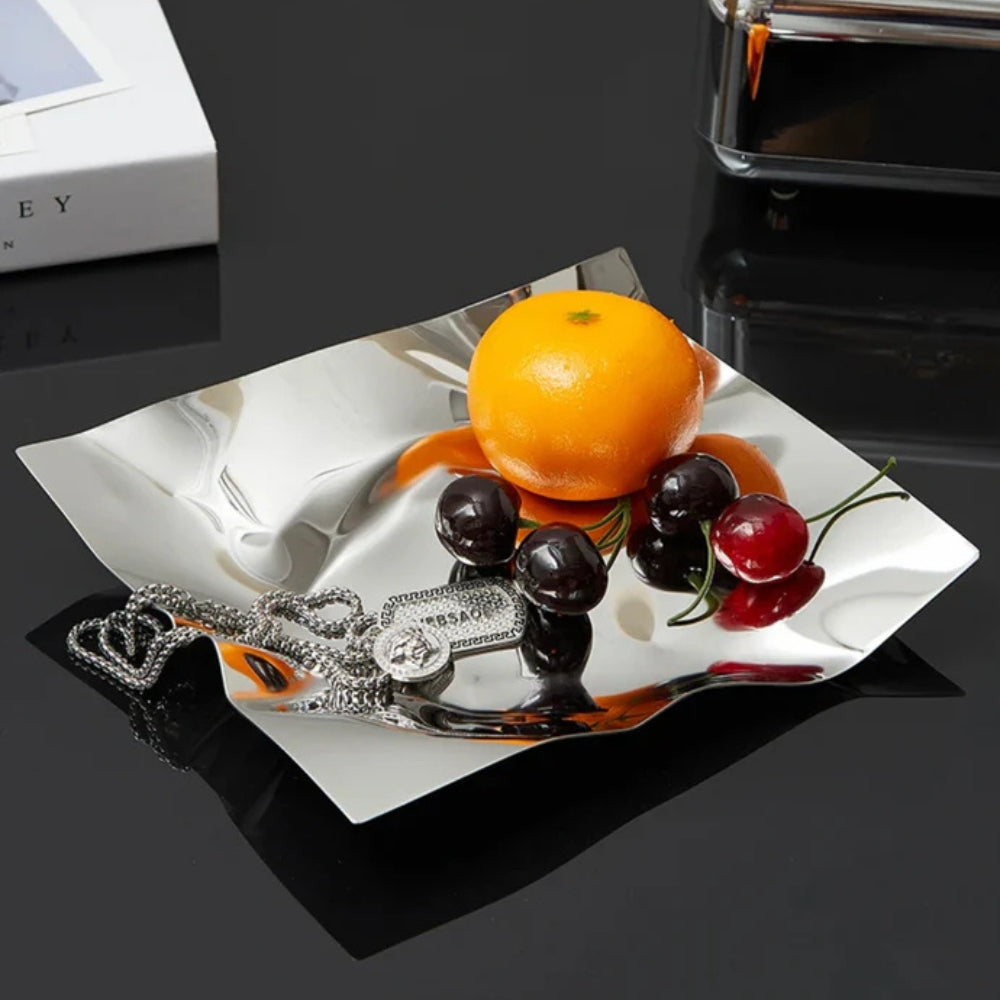 BowLift | Wrinkled Stainless Steel Obsidian Tray