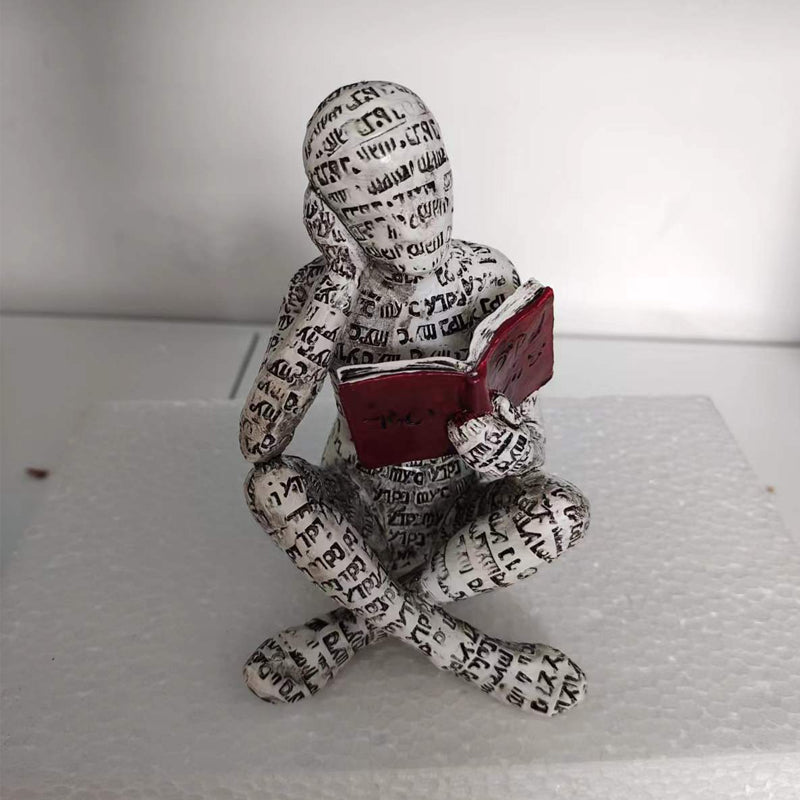 Resin Modern Reading Woman Statue Ornament in The Shape of a Scholar | Bowlift