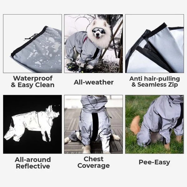 BowLift | Waterproof Dog Coat with Legs – Reflective Dog Rain Jacket for Small & Large Breeds | Best Rain Coat for Dogs UK