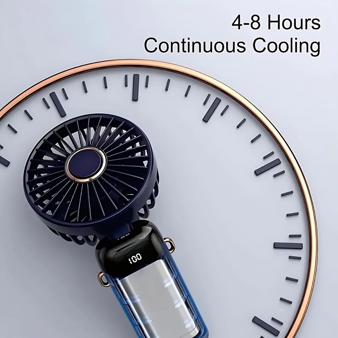 Rechargeable Handheld Mini Fan | 5-Speed, 90-Degree Adjustable & Quiet for Office, Home & Outdoor Use | Bowlift