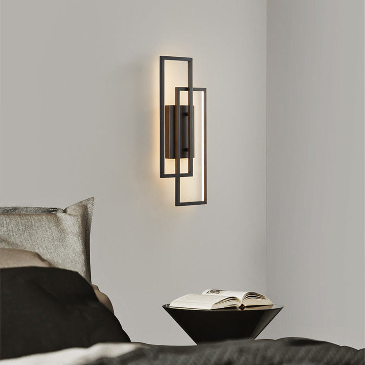 BowLift | Modern Geometric LED Wall Light – Rectangle Design with Remote Dimming (Black or Copper Finish)