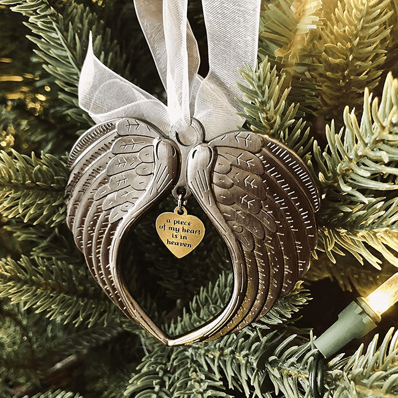 Christmas Tree Memorial Ornaments Angel Wings Bell Pendant Hanging Decoration | Bowlift
