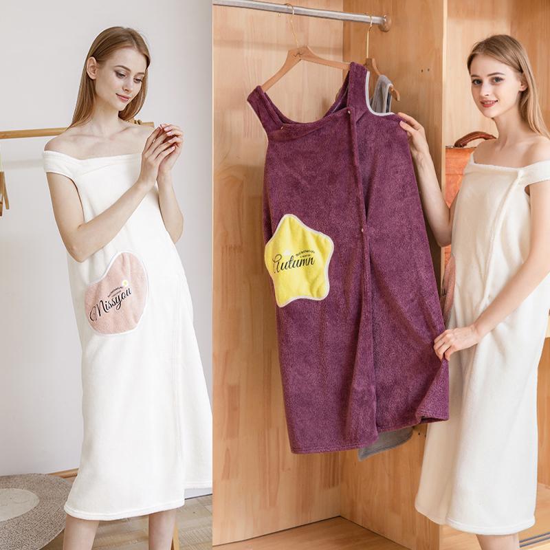 Fleece bathrobes with quick-drying effect for women | Bowlift