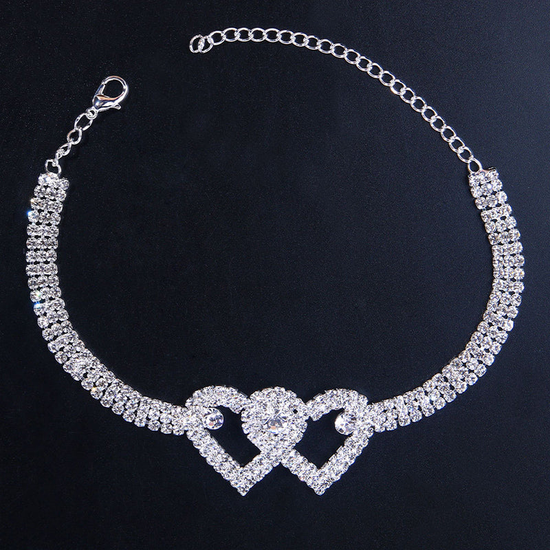 BowLift | Double Love Heart Rhinestone Anklet