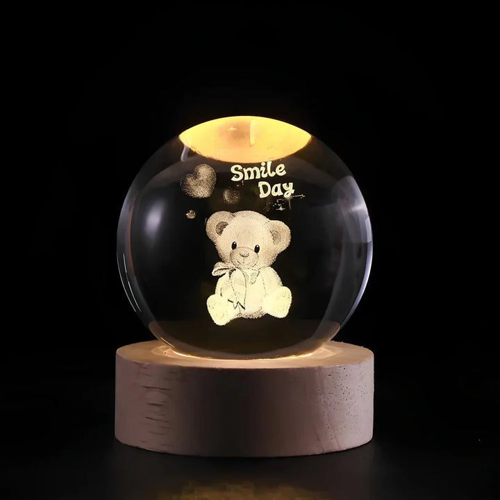 BowLift | Night Light Wooden Base Crystal Ball Lamp
