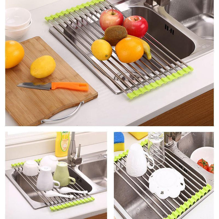 Stainless Steel Roll Up Dish Drying Rack, Foldable | Bowlift