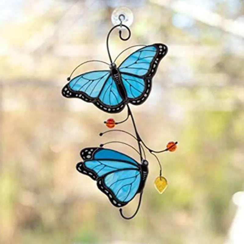 Stained Monarch Butterfly Glass Window Decor | Bowlift
