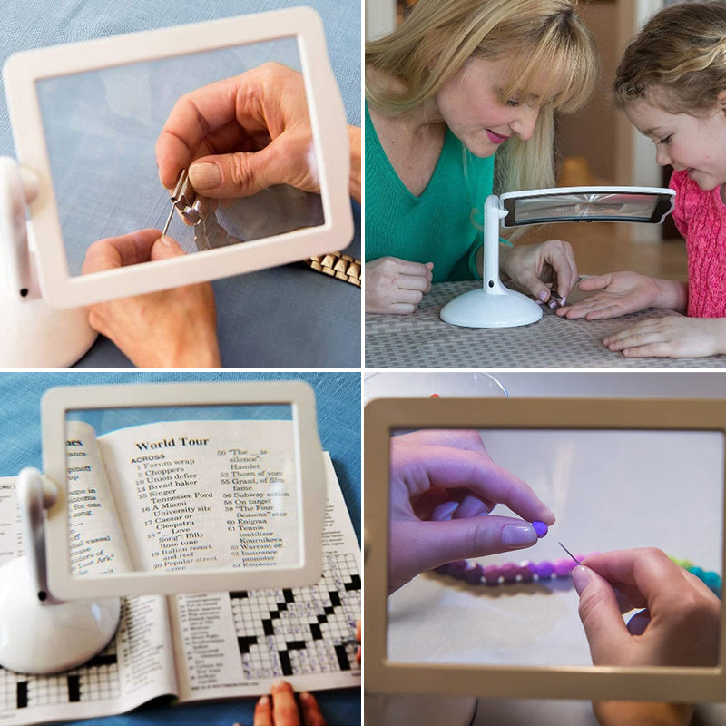 Hands-free desk magnifier with LED Bowlift