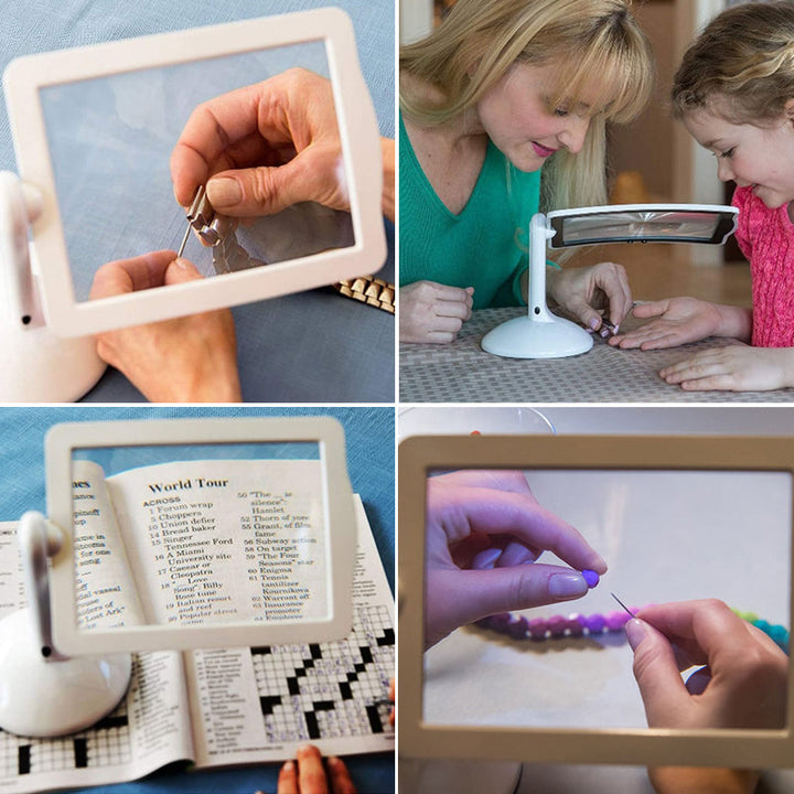 Hands-free desk magnifier with LED Bowlift