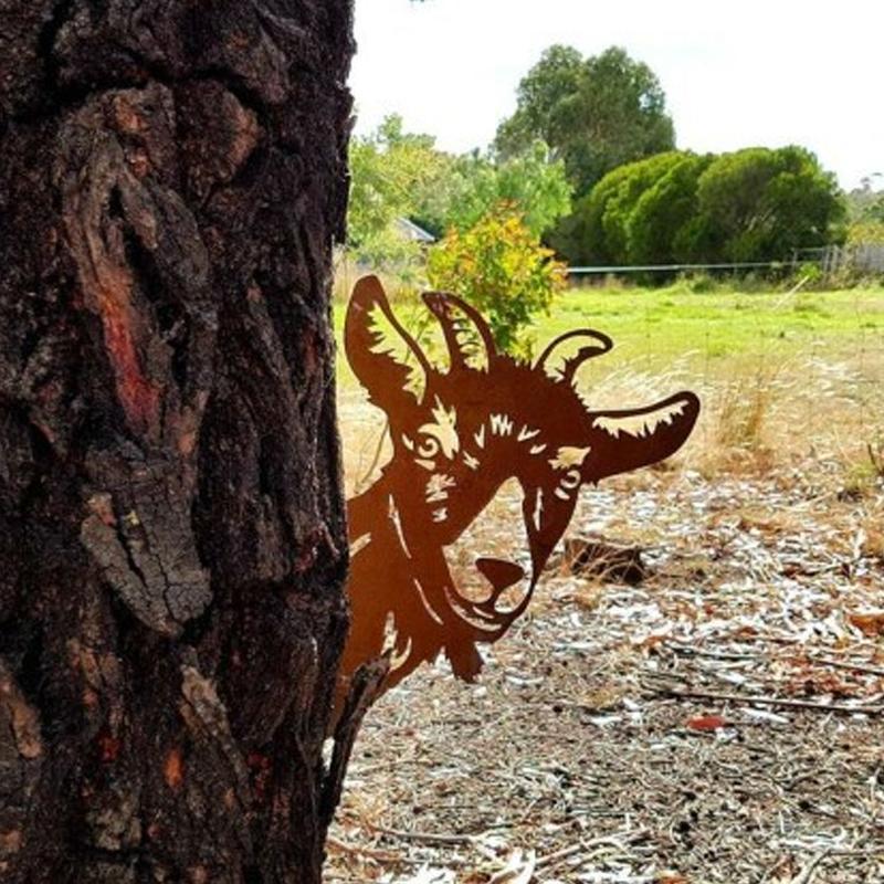 BowLift | Outdoor Garden Farm Spying Goat Metal Artwork Indoor Decoration