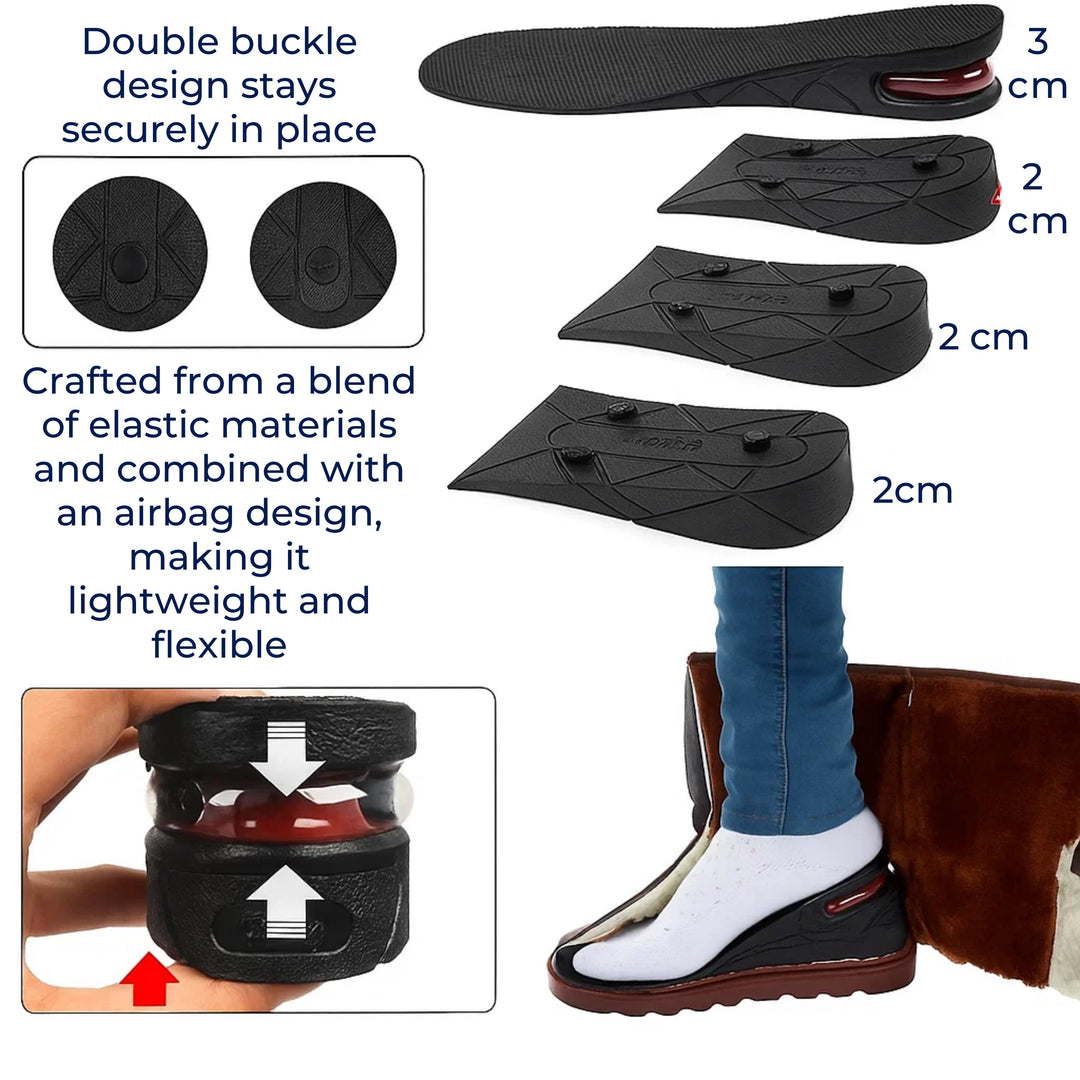 Heelsure | Heel Lift Insoles – Adjustable Height Boost – Breathable Cushioned Gel – Discreet Comfort for Work, Sport or Daily Wear Bowlift