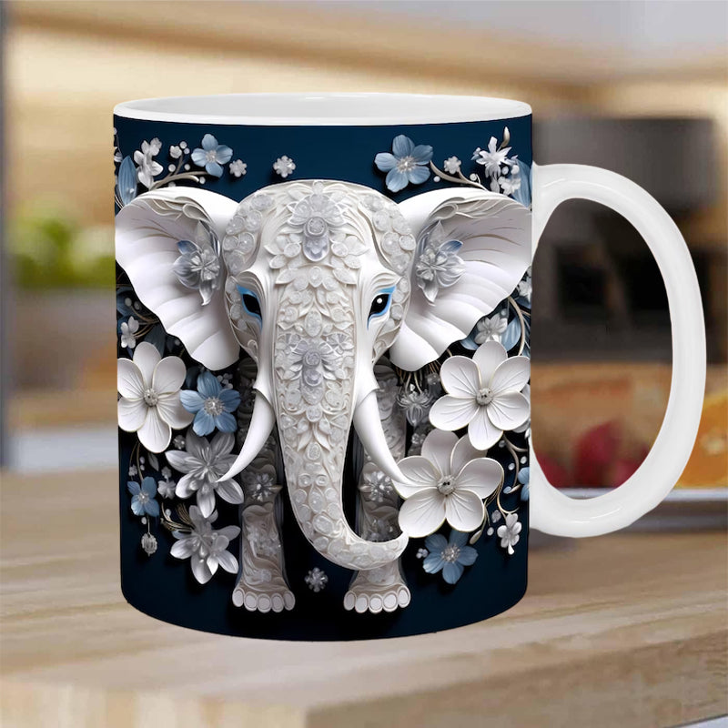 3D Elephant Flowers Mug | Bowlift