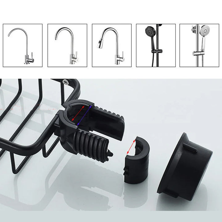 Shower holder for Shampoo & Soap – Stainless Steel – Silver or Black – No Drilling | Bowlift
