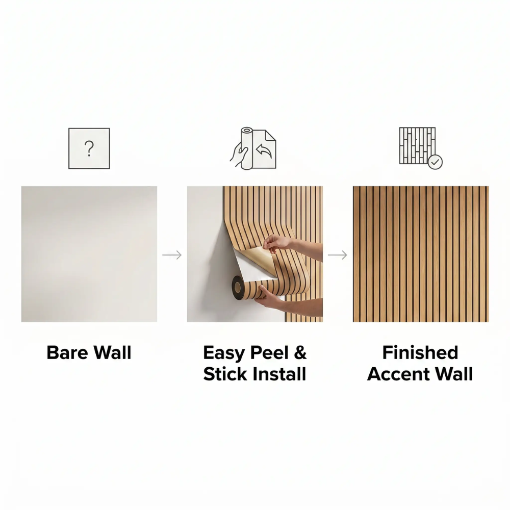 BowLift | WoodLook Wall Panels – Self-Adhesive 3D PVC Wall Covering for Quick Living Effect