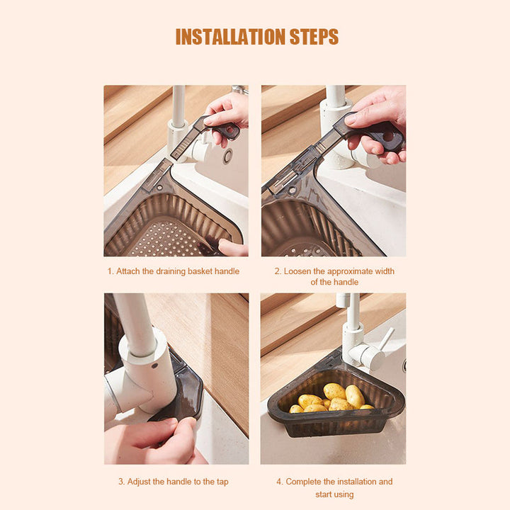 BowLift | Adjustable Corner Kitchen Sink Strainer Basket